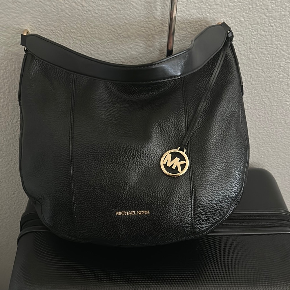 MICHAEL KORS BROOKE LARGE HOBO SHLDR LEATHER BLACK COLOR AND - Picture 7 of 16